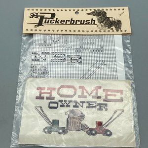 Vintage Cross Stitch Patterns, Puckerbrush Home Owner, New in Original Package